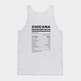 Chicana Nutrition Facts | Typography Art Tank Top